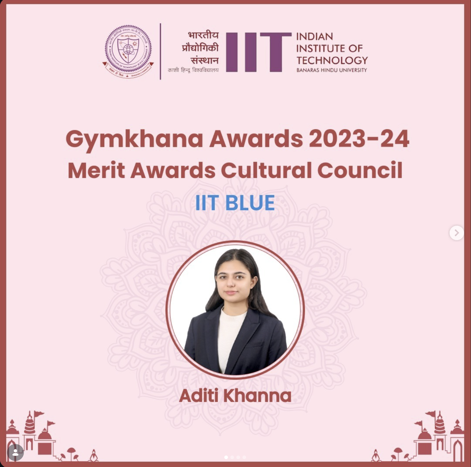 Gymkhana Awards 2023–24 IIT Blue — Aditi Khanna